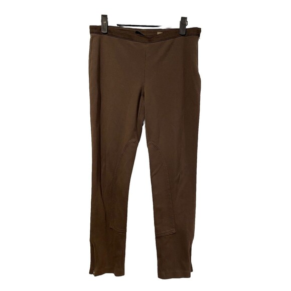 Elie Tahari Riding Pants Womens Medium Brown Side Zip Stretch Ponte Ankle Zipper - Picture 1 of 10